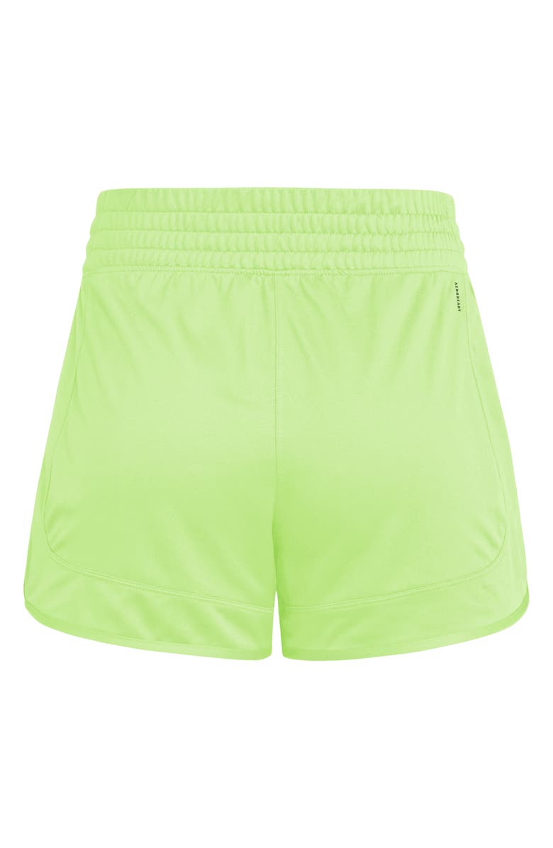 adidas Pacer High Waist Knit Shorts, Alternate, color, Lucid Lemon/ White