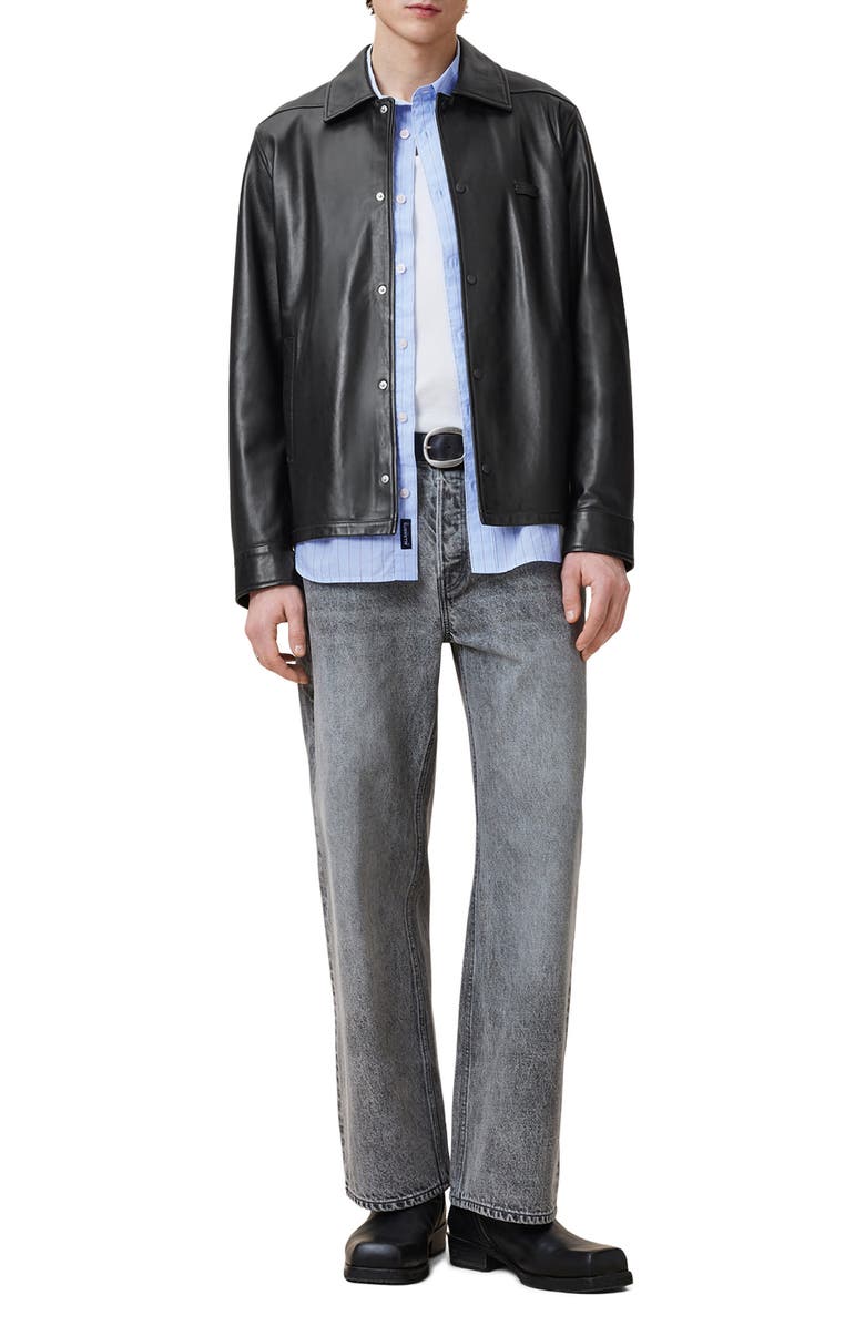 AllSaints Arlington Sheepskin Leather Jacket, Alternate, color, Black