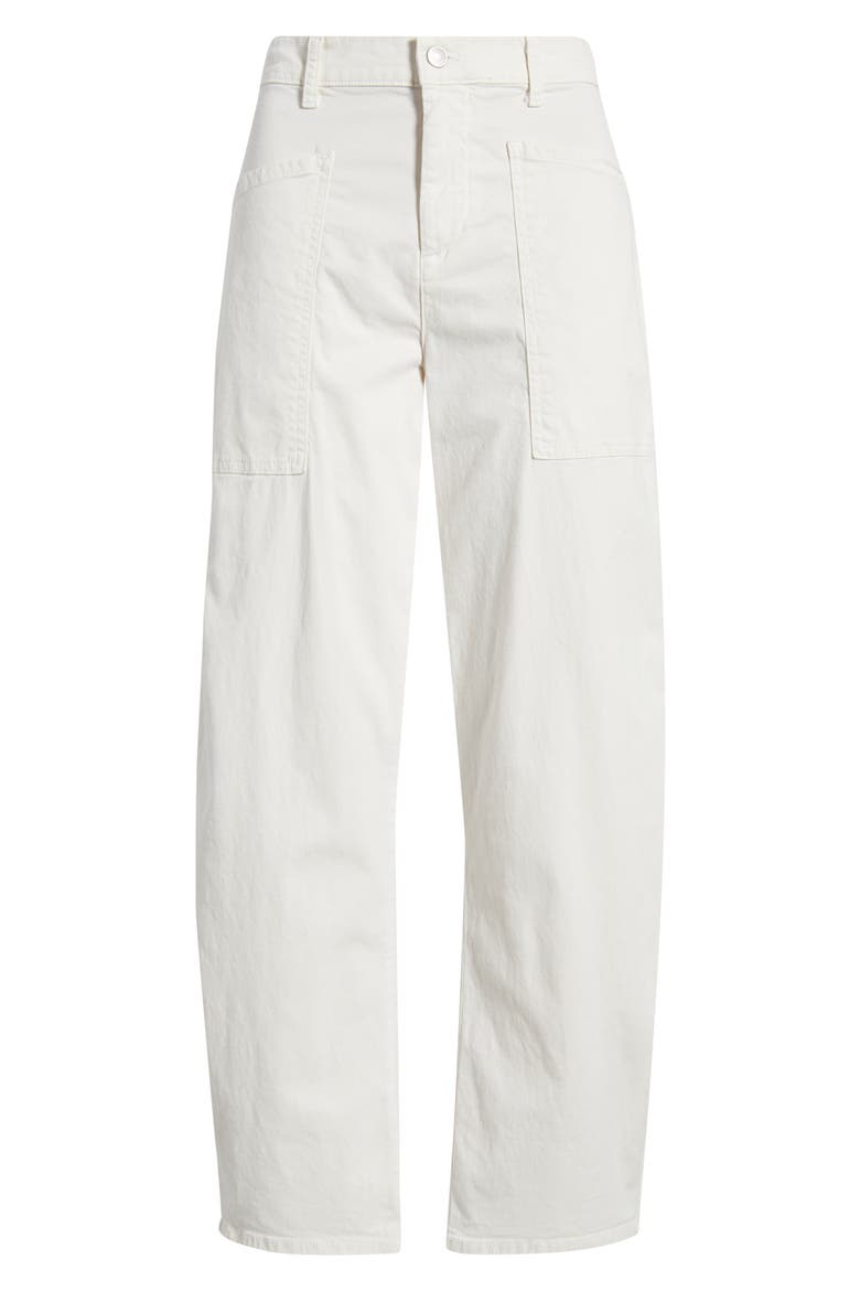 Bray Barrel Leg Cotton Twill Pants, Alternate, color, CHALK