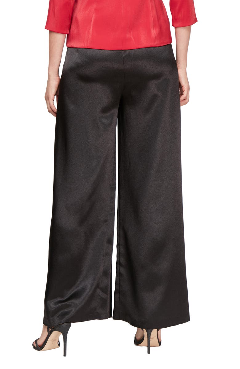 Alex Evenings Wide Leg Crepe Satin Pants, Alternate, color, 