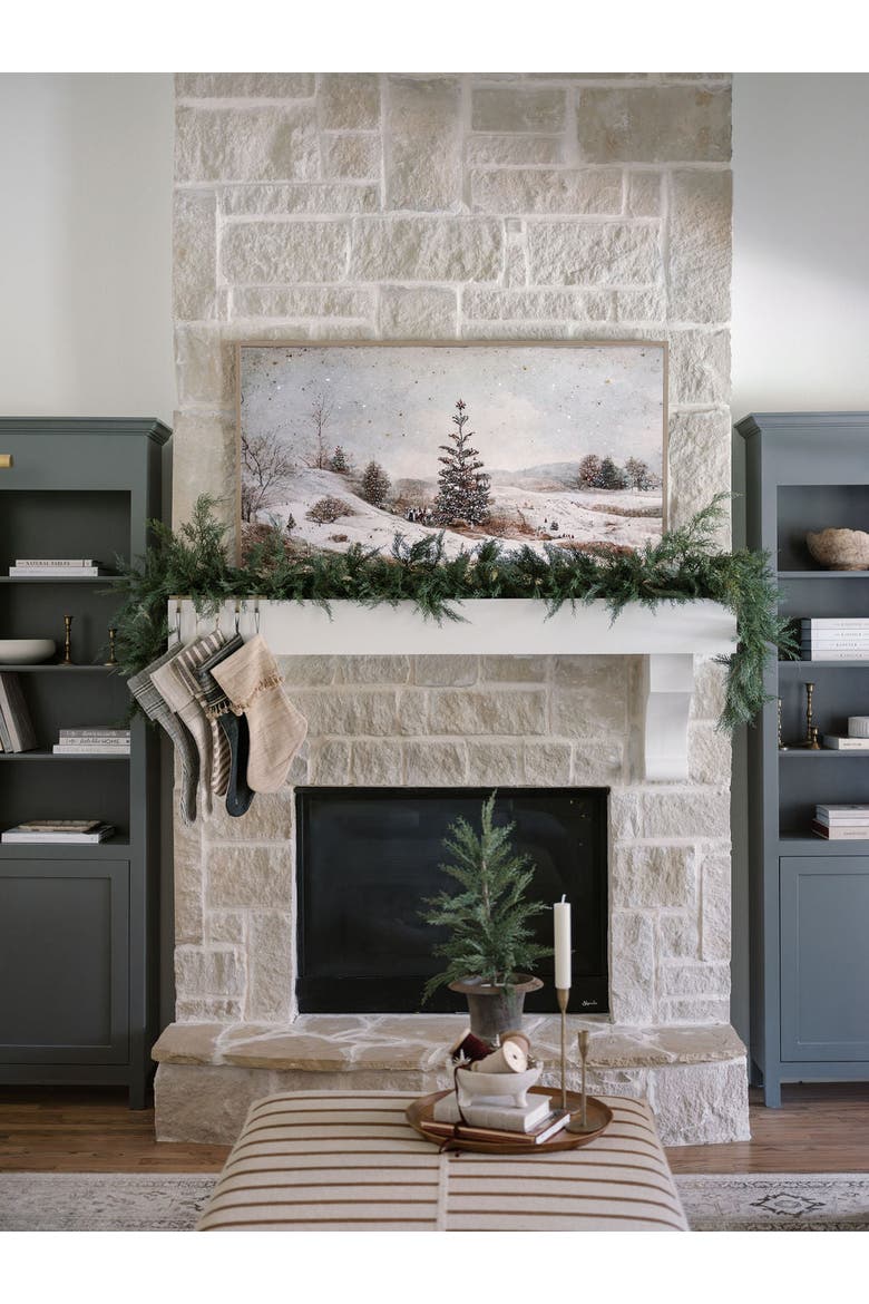 9' Faux Cedar Garland Evergreen, Alternate, color, Green