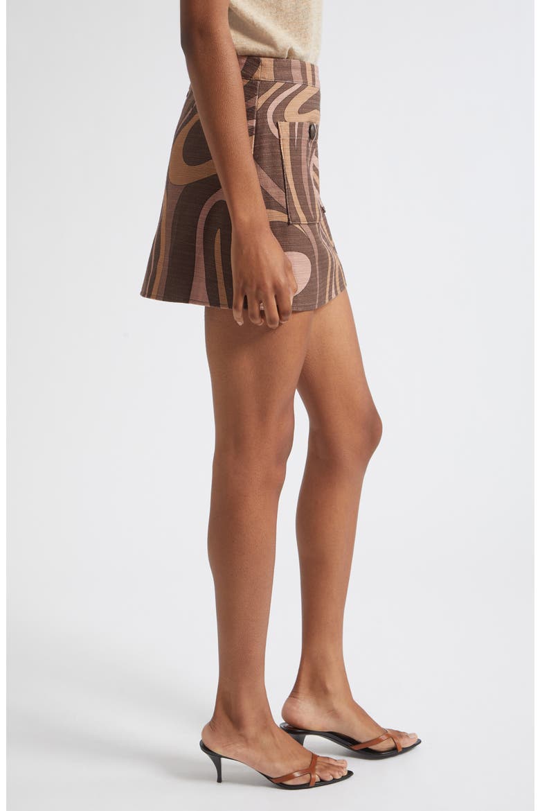 Cyra Low Rise Miniskirt, Alternate, color, SEPIA BROWN MULTI ABSTRACT