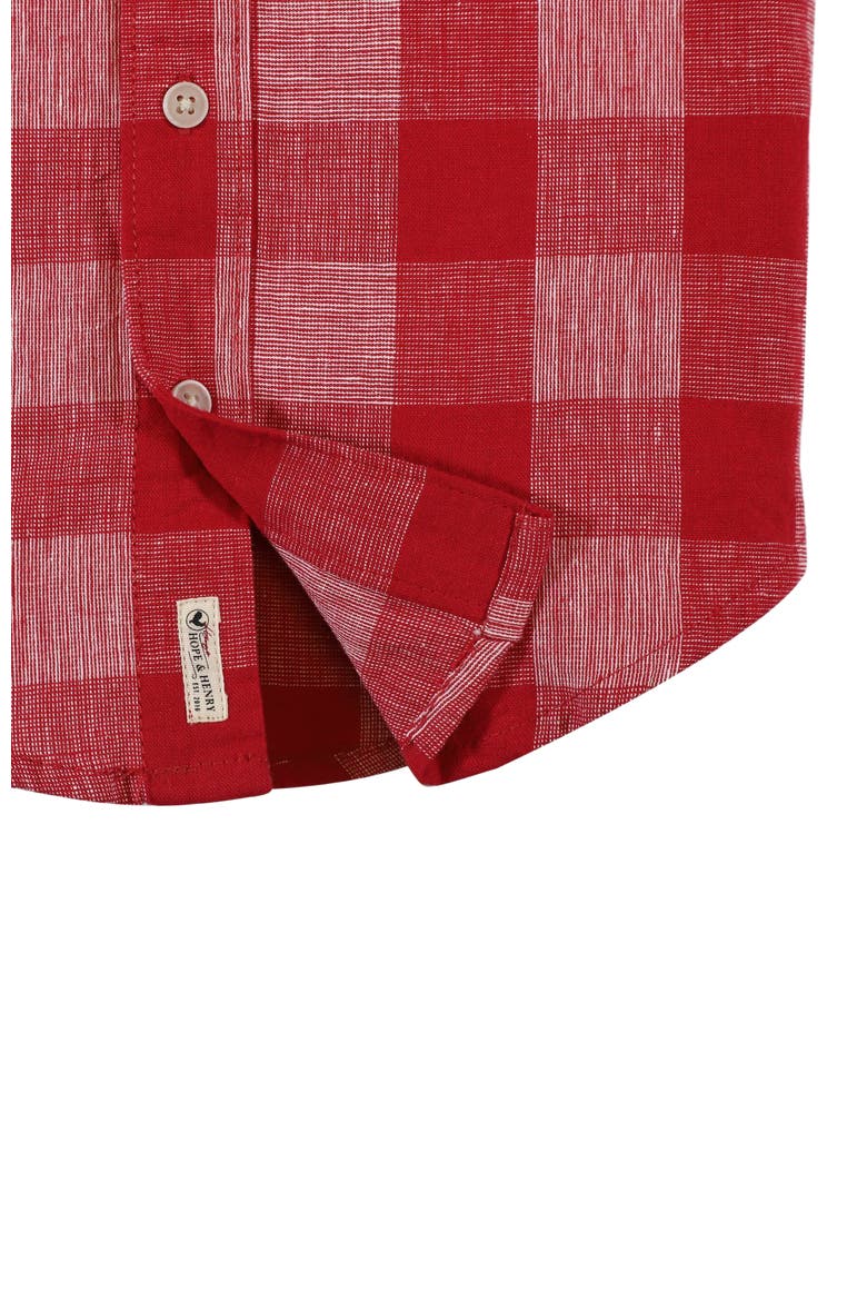 Boys' Linen Short Sleeve Button Down Shirt, Kids, Alternate, color, Red Pencil Check Linen