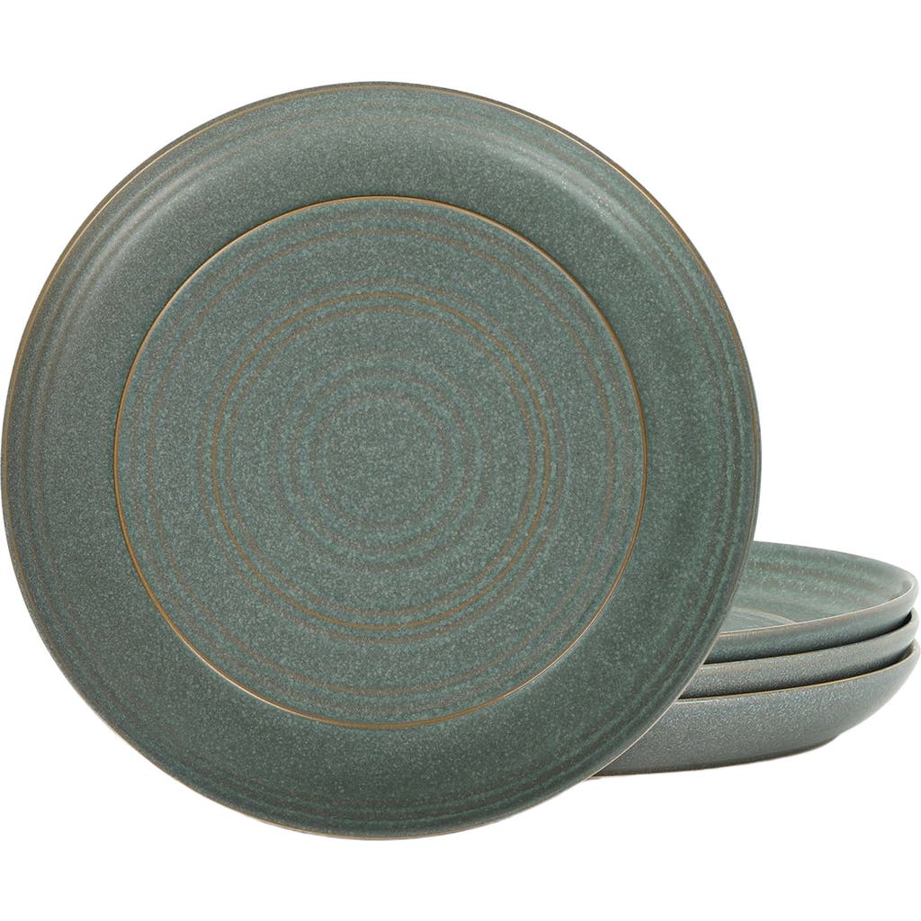 Stone Lain Elio Stoneware 4-piece Dinner Plate Set In Green