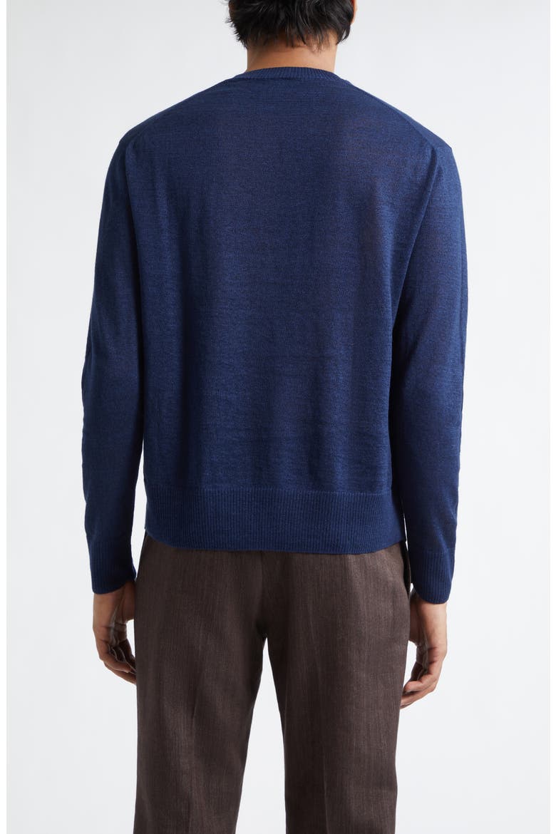 Flax & Cotton Crewneck Sweater, Alternate, color, NAVY