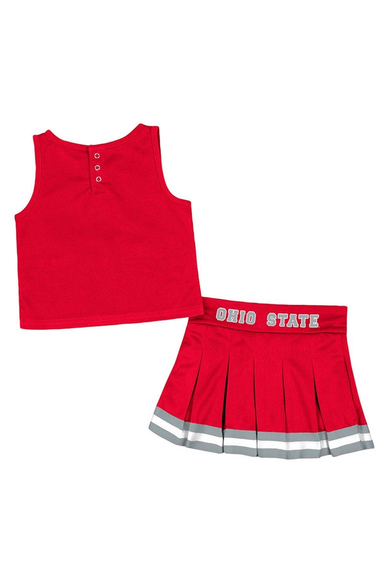 Girls Toddler Colosseum Scarlet Ohio State Buckeyes Carousel Cheerleader Set, Alternate, color, Scarlet