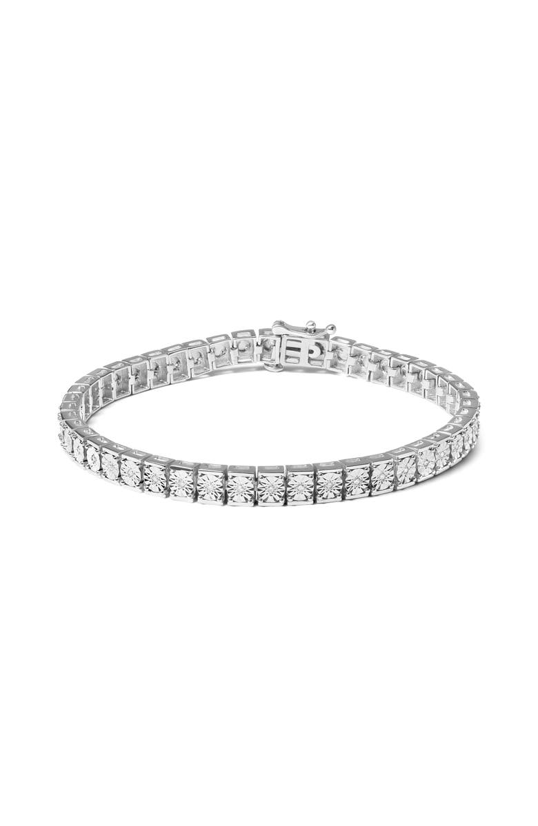 Haus of Brilliance Silver 1/10 Cttw Diamond 7.25" Link Bracelet, Main, color, White