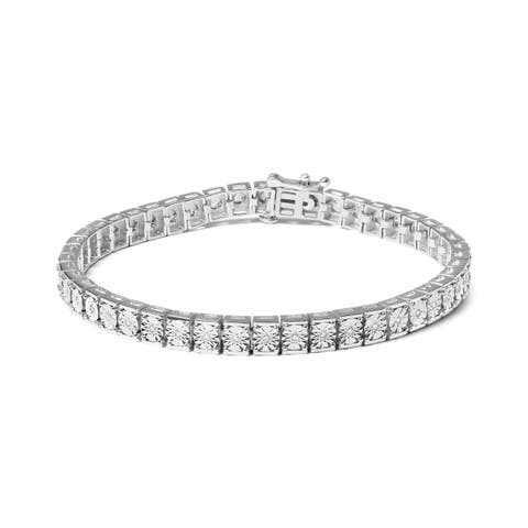 Silver 1/10 Cttw Diamond 7.25" Link Bracelet