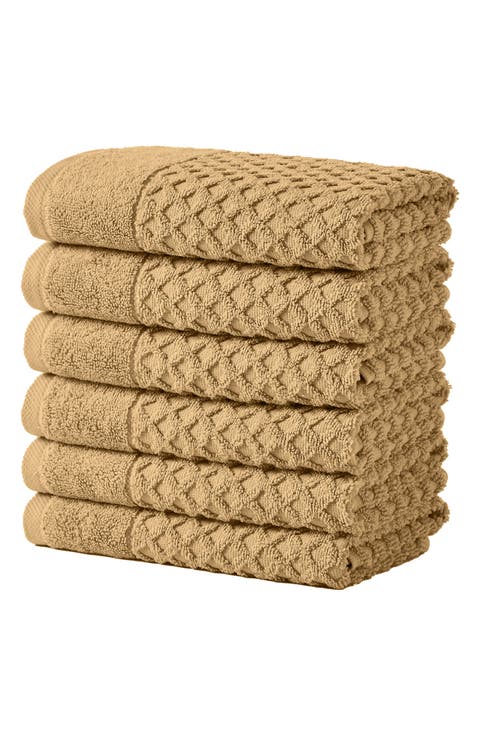 Diamond Waffle Texture 6-Pack Hand Towel Set