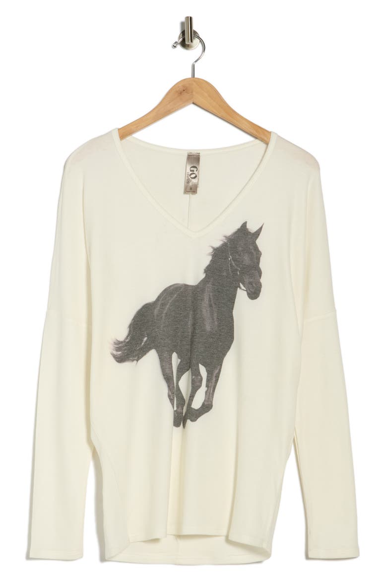 Horse V-Neck Sweater, Alternate, color, IVORY/ HORSE