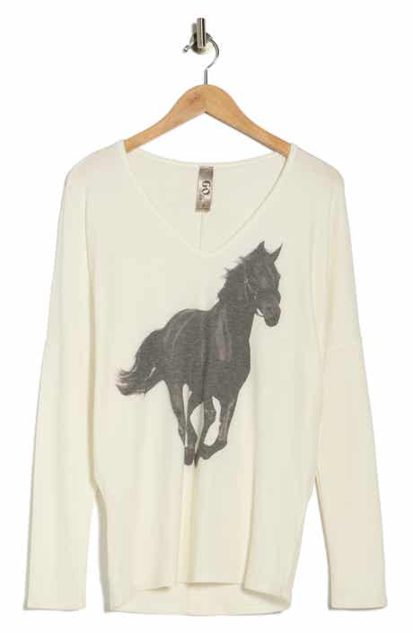 GO COUTURE Horse V-Neck Sweater