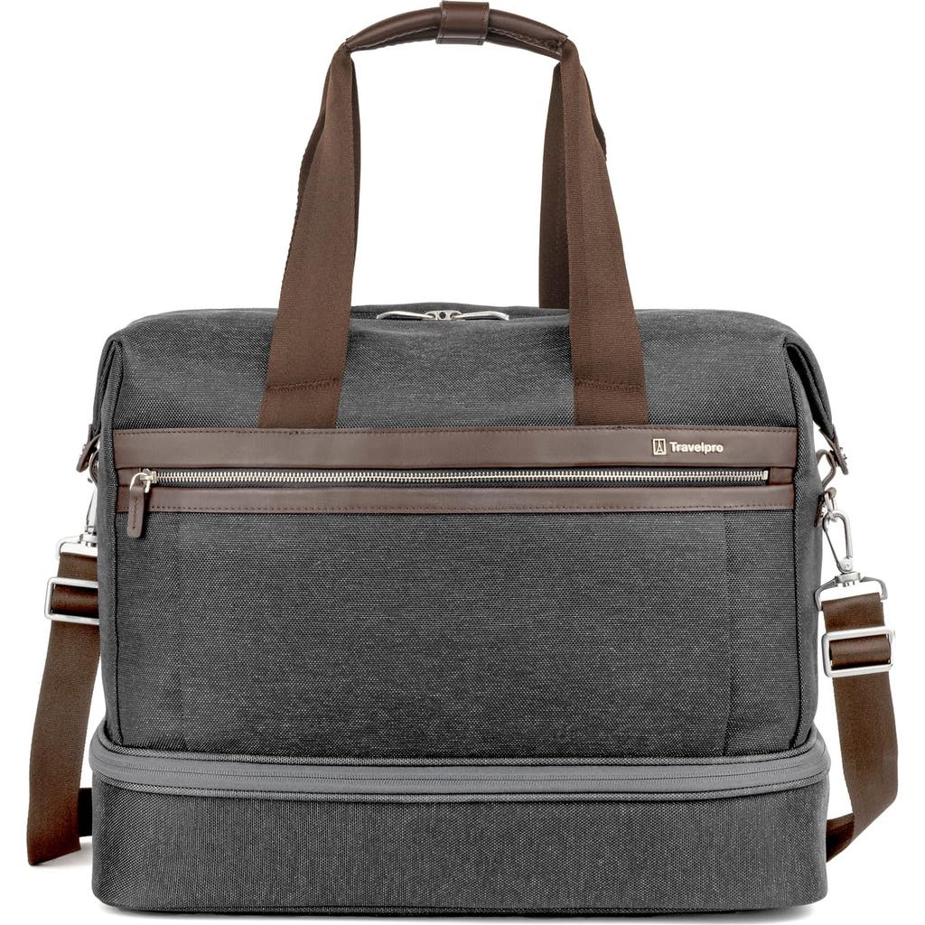 Travelpro Platinum Elite Carry On Soft Travel Drop-bottom Weekender Bag In Vintage Grey
