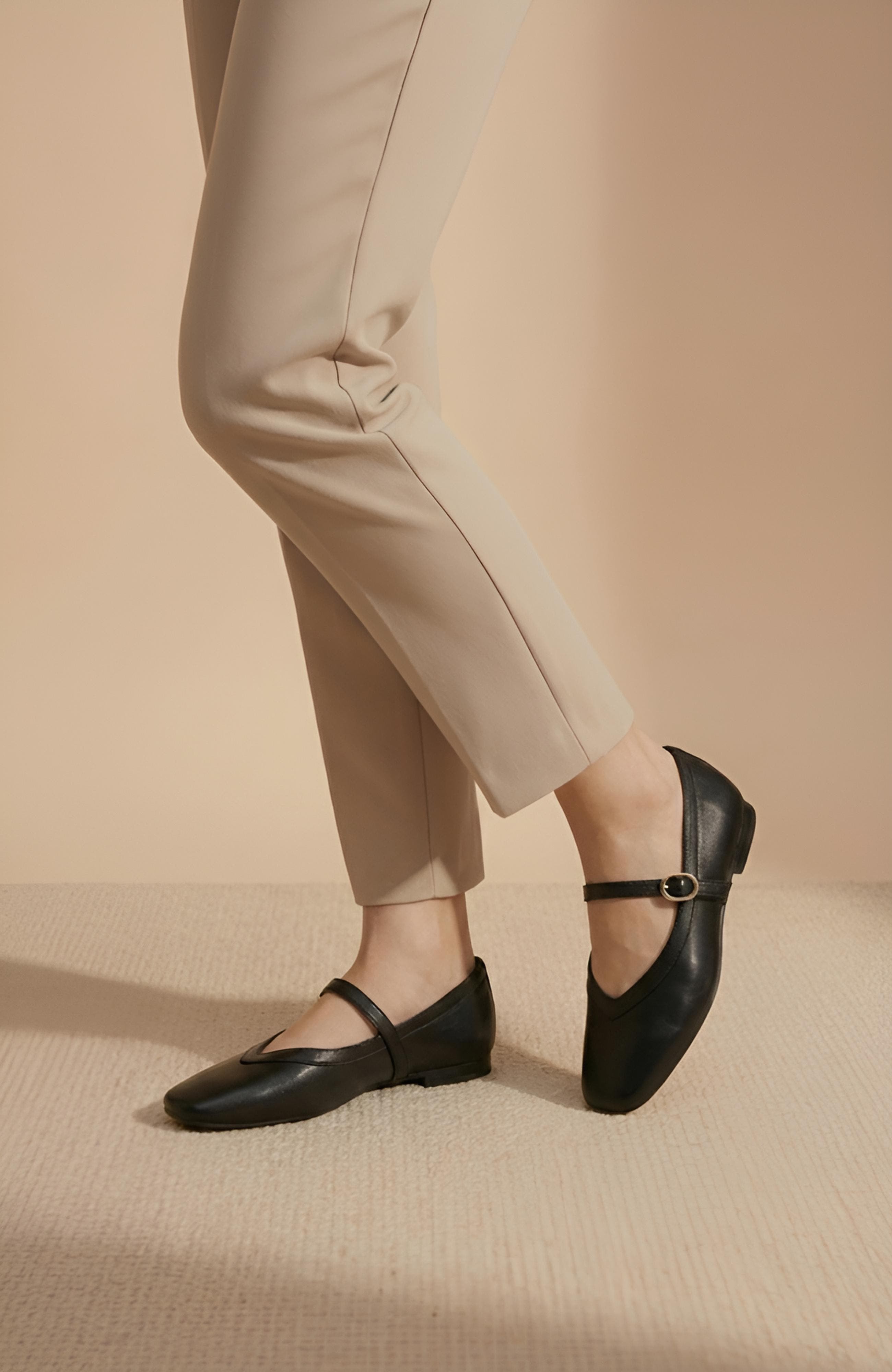 Menina Step Greta Leather Mary Jane Flat, Alternate, color, Black