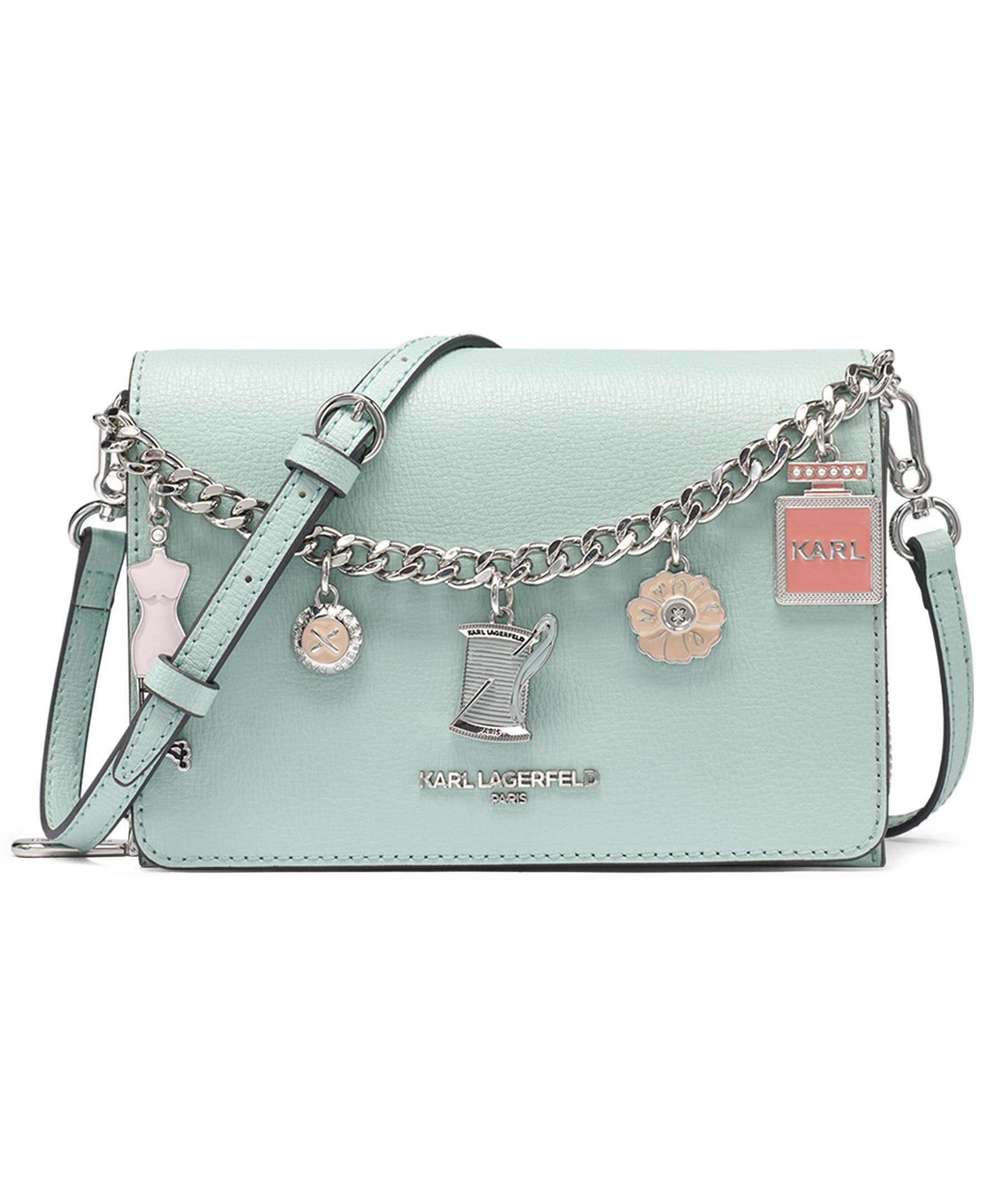 KARL LAGERFELD PARIS Lourdes Swag Chain Crossbody, Main, color, Mint