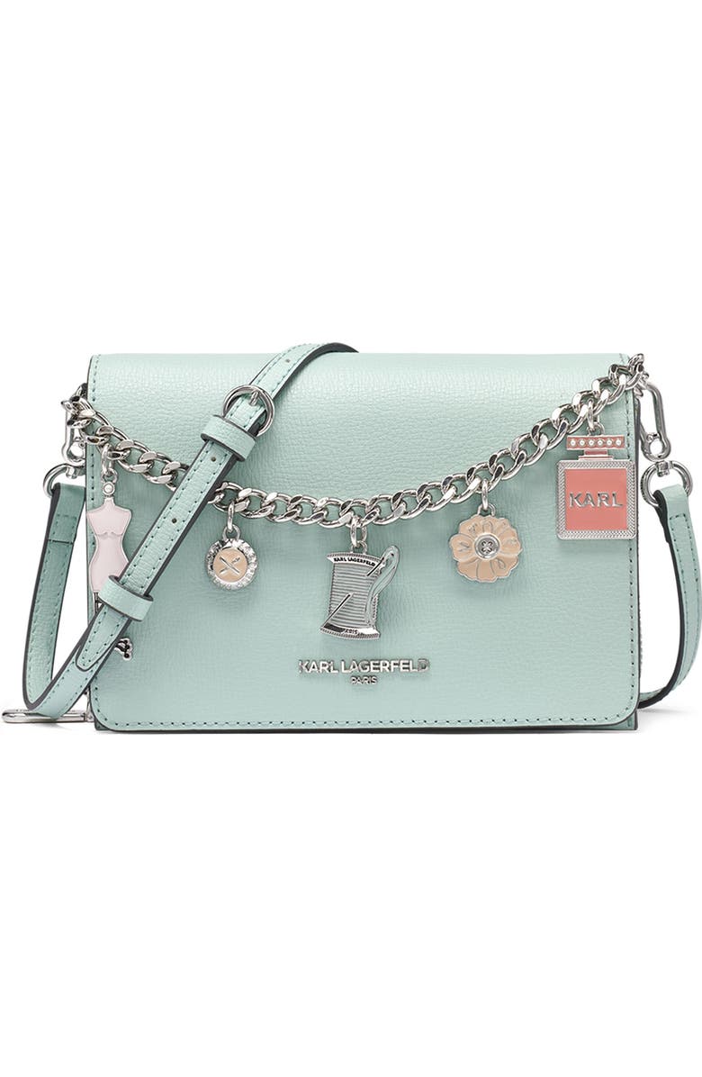 KARL LAGERFELD PARIS Lourdes Swag Chain Crossbody, Main, color, Mint