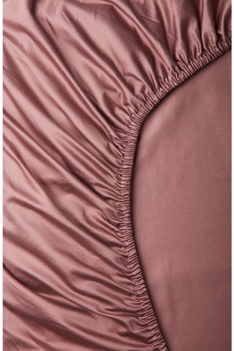 400 Thread Count Organic Cotton Fitted Sheet, Alternate, color, PURPLE TAUPE