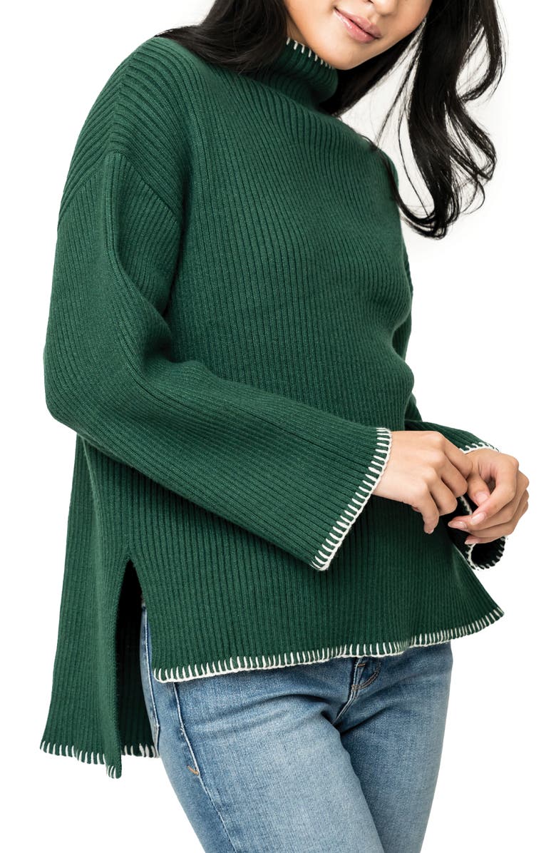GIBSONLOOK Whipstitch Trim Rib Sweater, Alternate, color, 