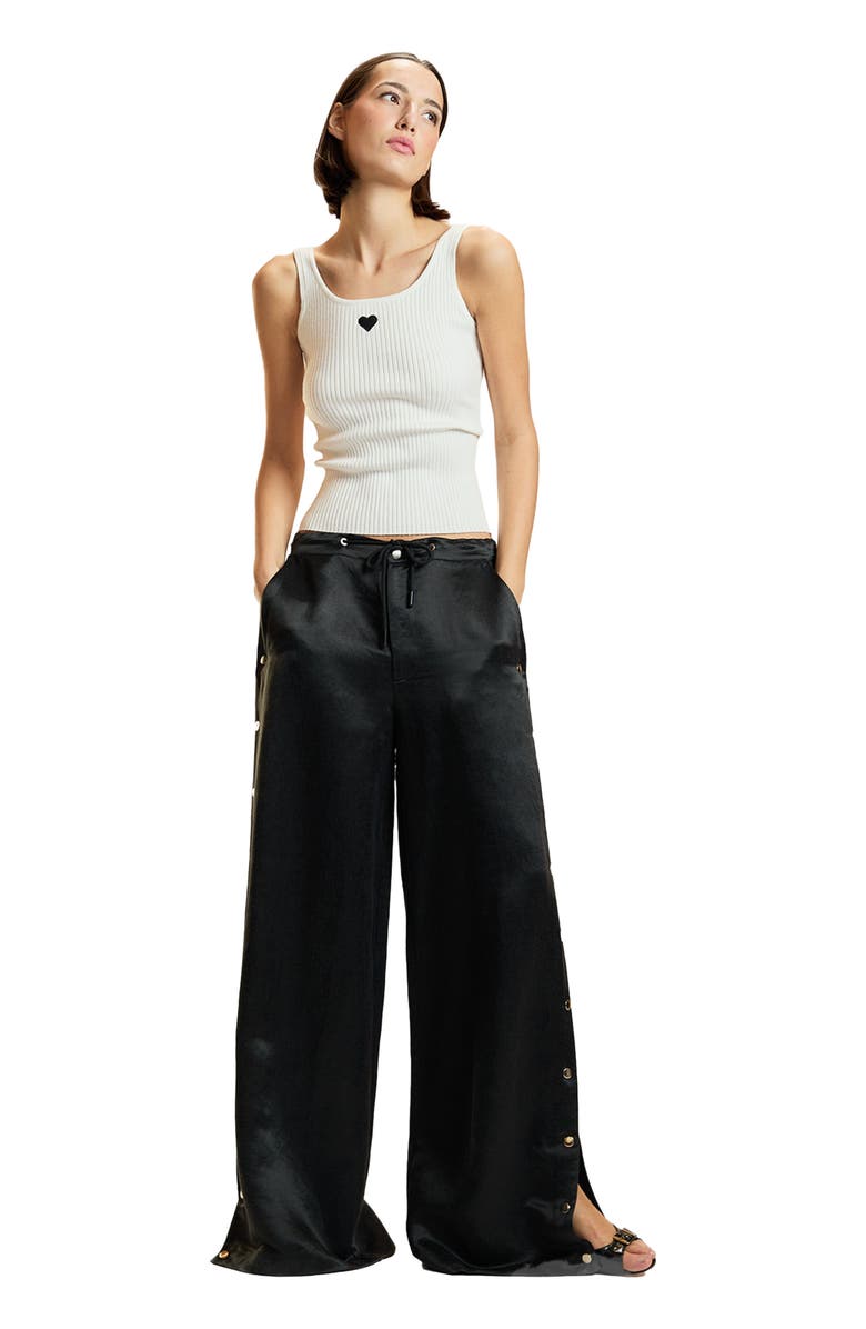 Cynthia Rowley Wide Leg Snap Pants, Main, color, Black