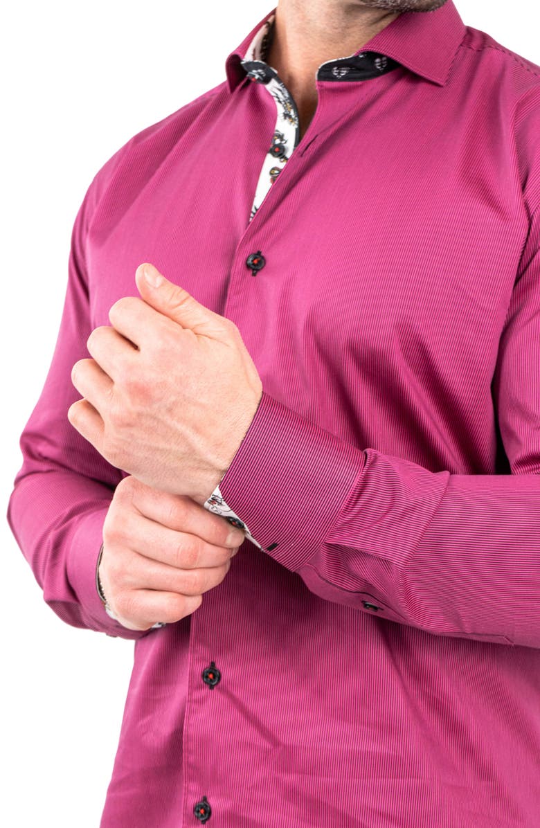 Maceoo Einstein Jacqstripes Purple Button-Up Shirt, Alternate, color, 