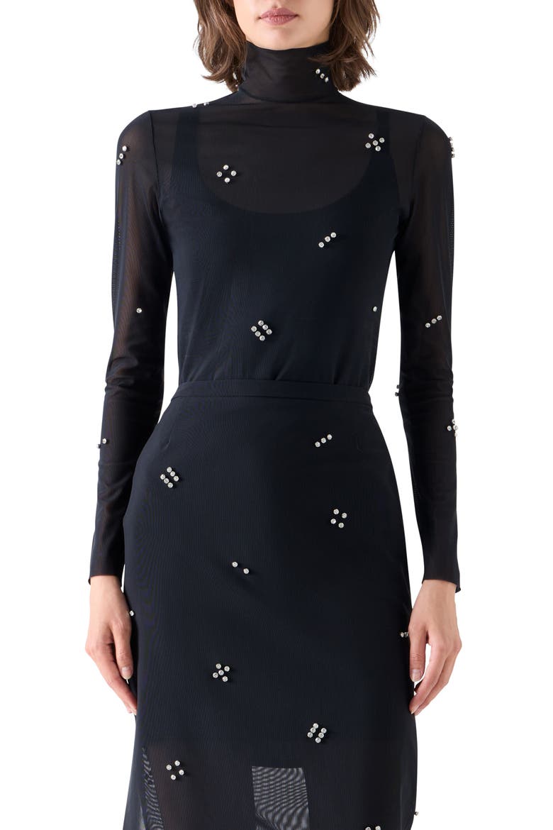 Diamond Dice Mesh Top, Main, color, BLACK