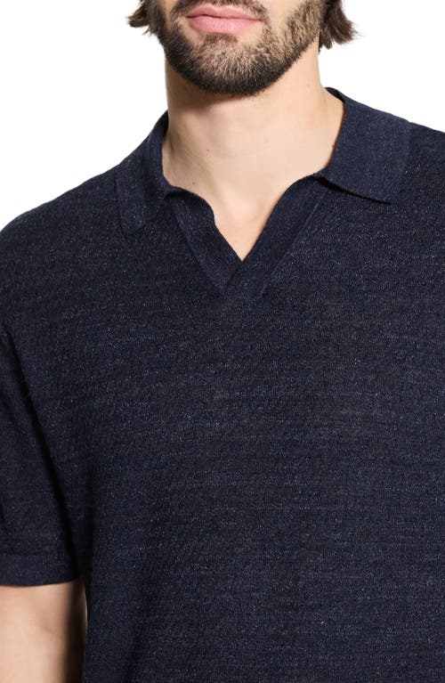 Theory Brenan Linen Blend Polo In Blue