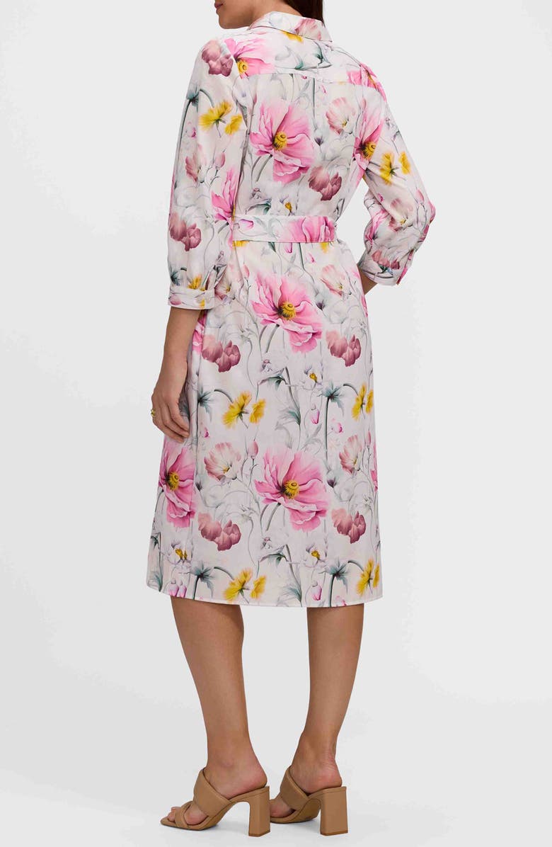 Foxcroft Esther Floral Belted Cotton Shirtdress, Alternate, color, Pink/ Multi