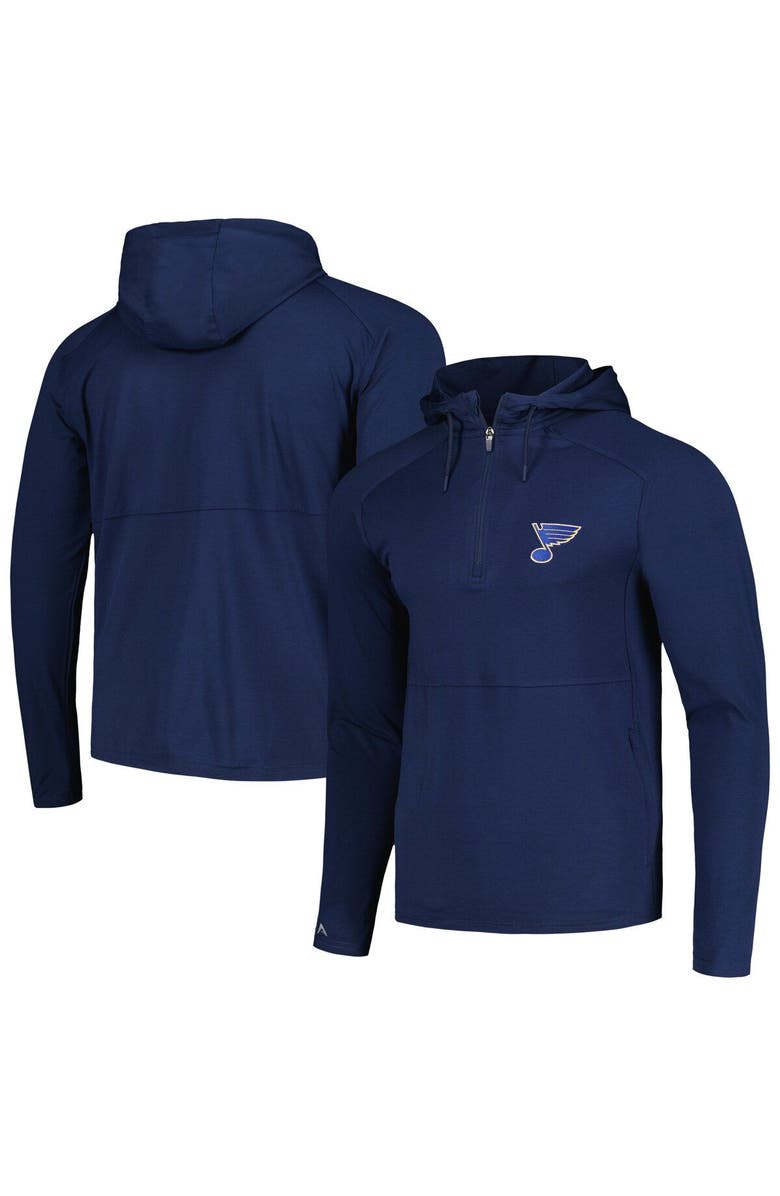 ANTIGUA Men's Antigua Heather Navy St. Louis Blues Spikes Raglan Quarter-Zip Hoodie, Main, color, Navy