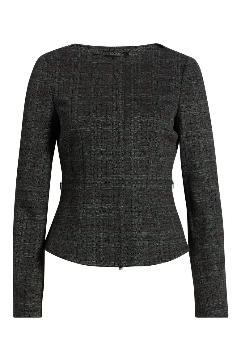 Glen Check Boat Neck Jacket, Main, color, WINE MULTI
