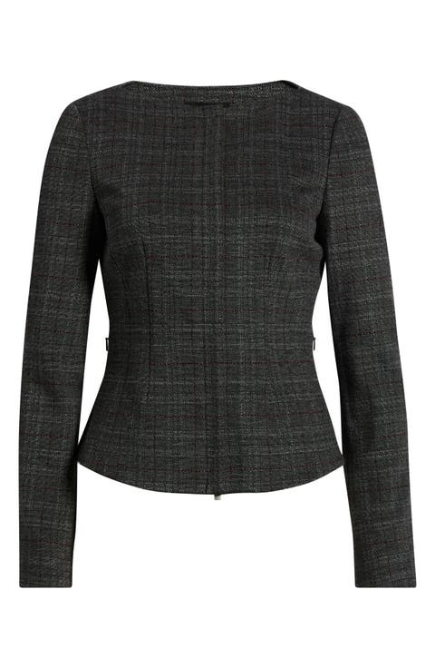 Glen Check Boat Neck Jacket