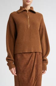 Max Mara Nadar Merino Wool & Cashmere Half Zip Sweater