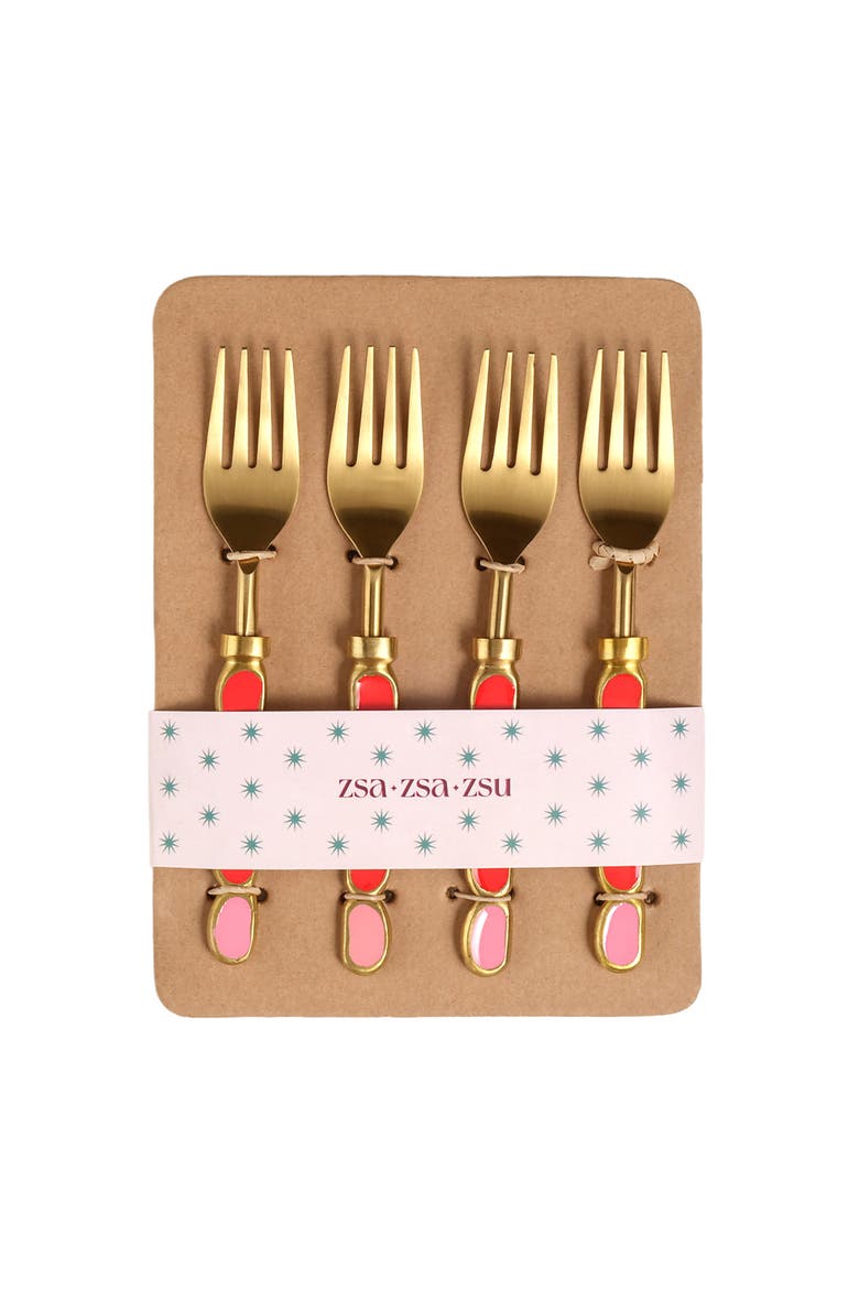 Rampur Steel Dessert Fork Set of 4, Alternate, color, Gold
