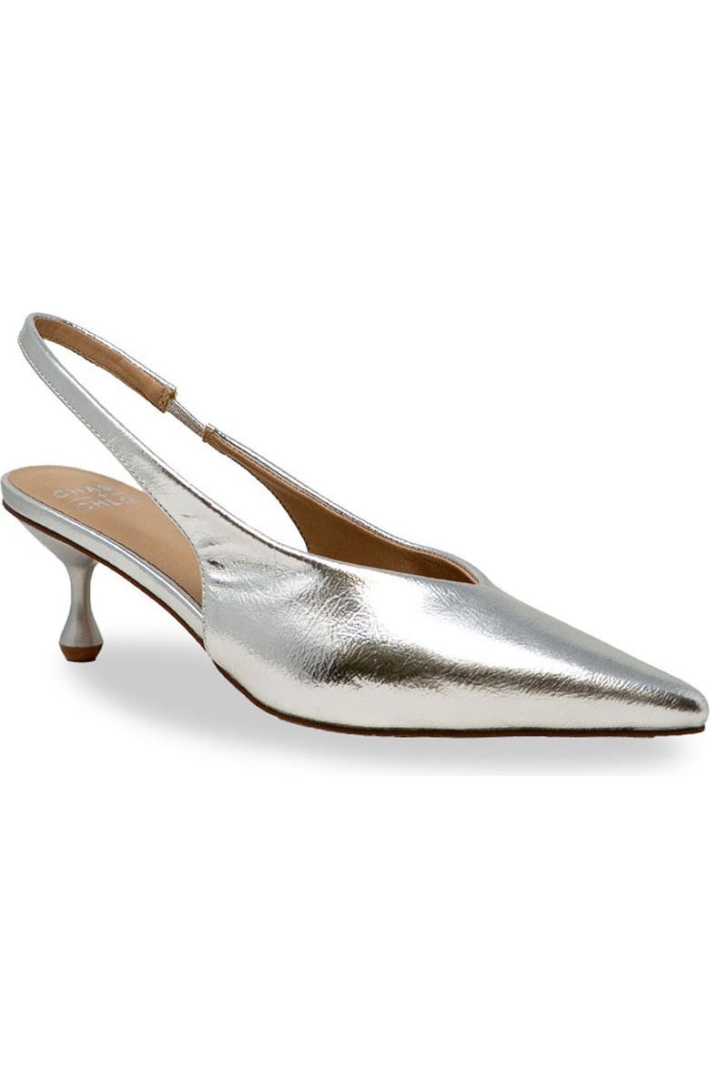 CHASE AND CHLOE Arima Slingback Pump, Main, color, Silver Metallic