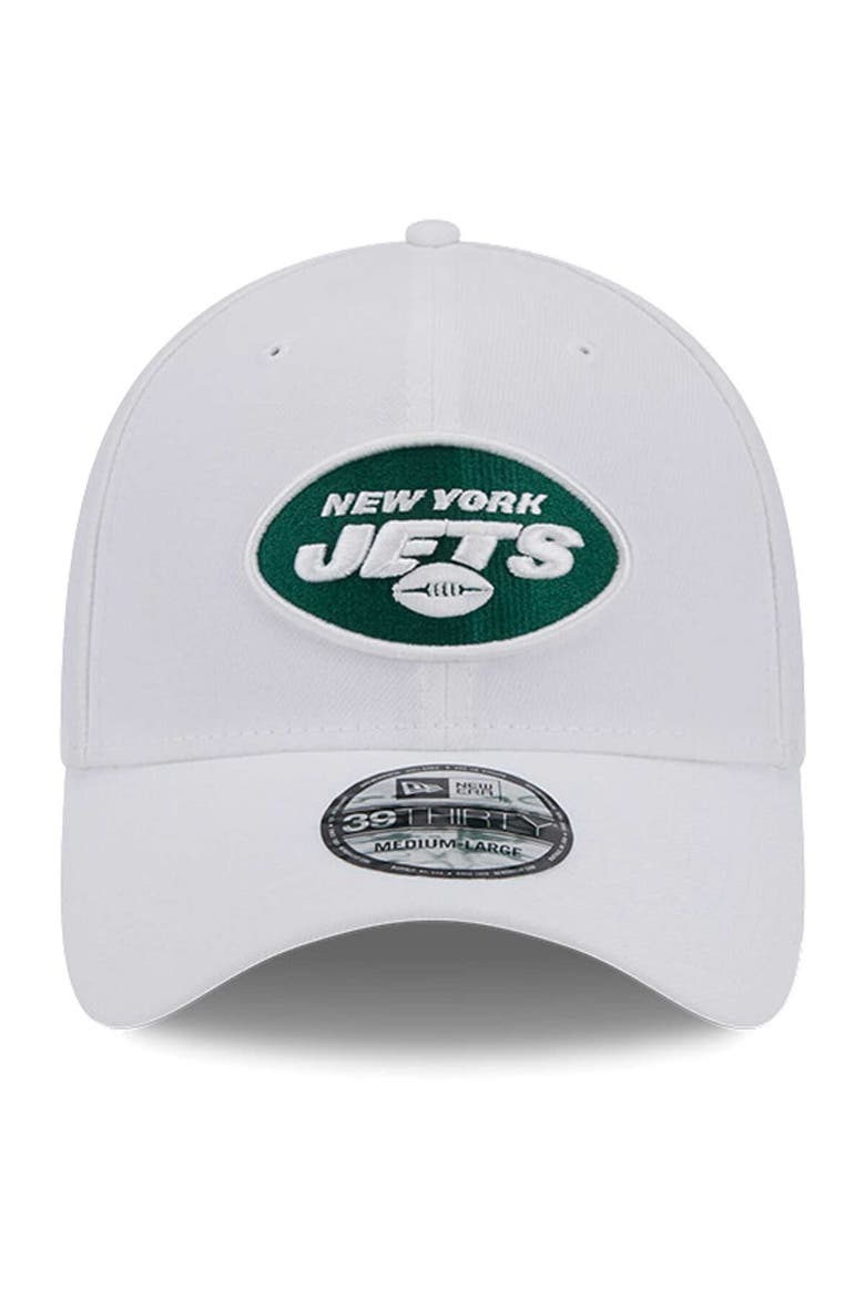 Men's New Era White New York Jets Main 39THIRTY Flex Hat, Alternate, color, White