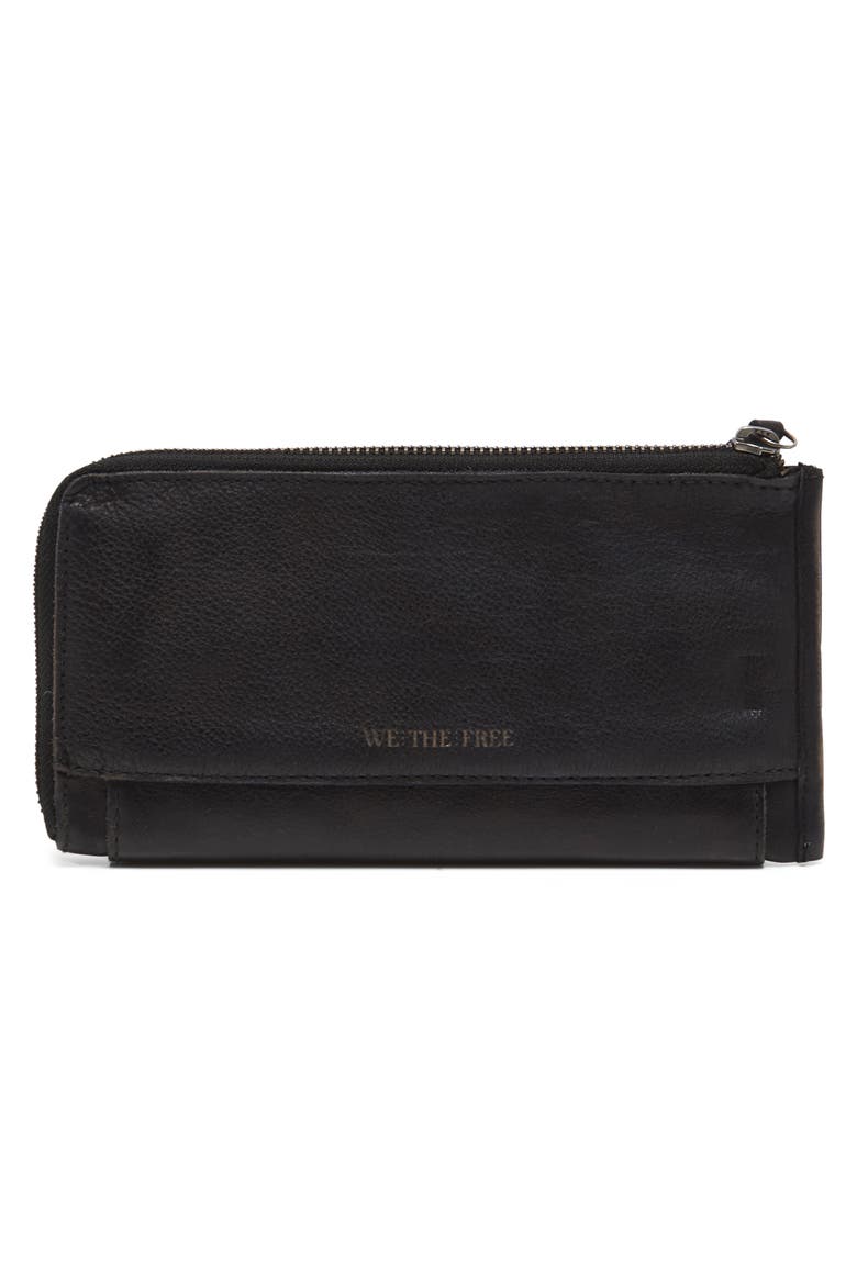 We the Free Emerson Leather Wallet, Alternate, color, BLACK