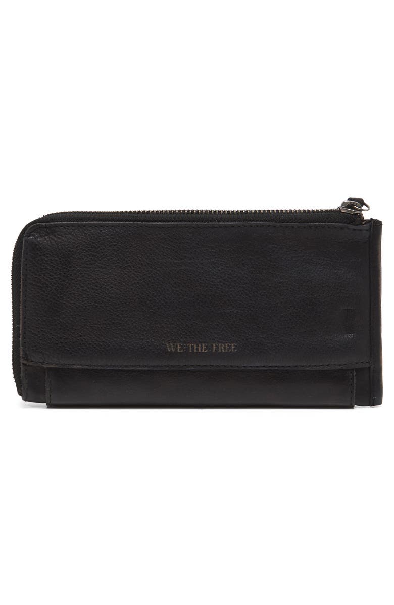Free People We the Free Emerson Leather Wallet, Alternate, color, Black