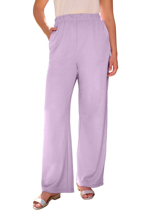 Plus Size Pull On Wide Leg Soft Knit Pant