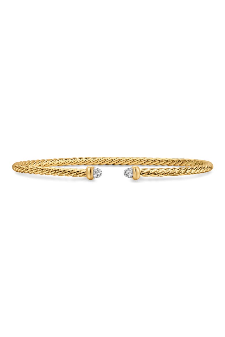 Micro Cablespira® Flex Bracelet in 18K Yellow Gold with Diamonds, 2.6mm, Main, color, GOLD