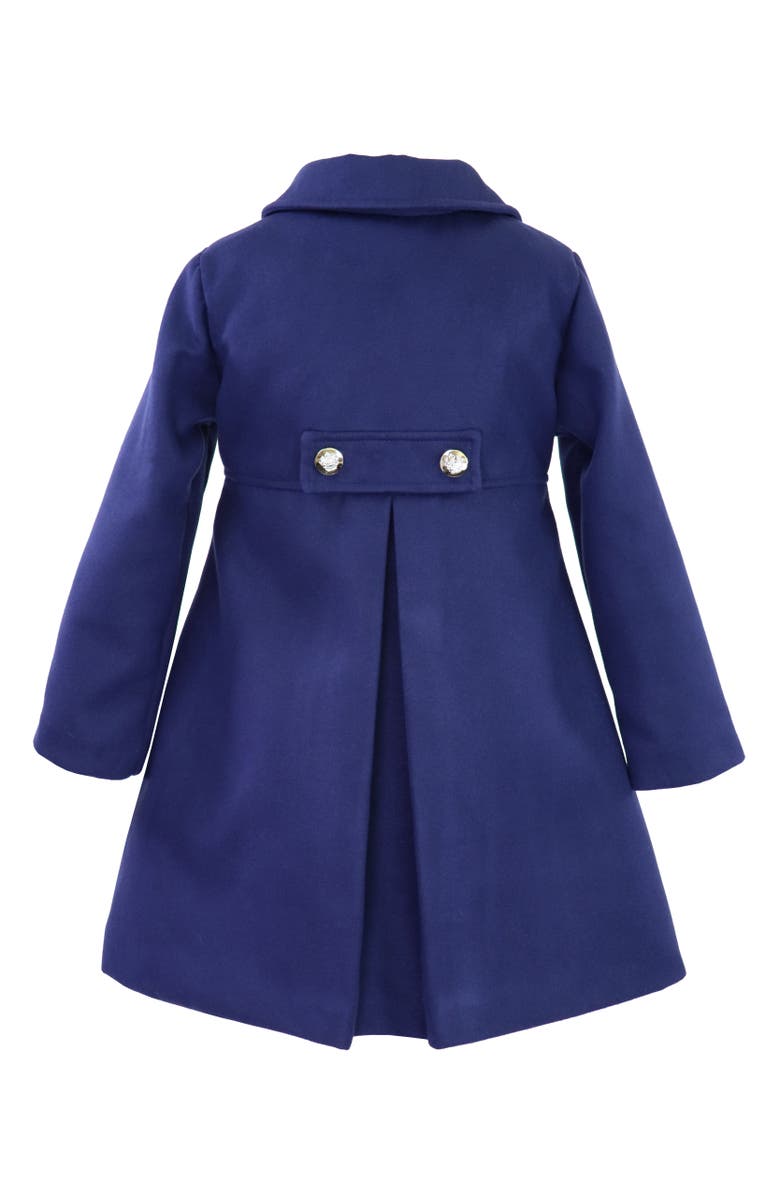 Widgeon Faux Wool Pleated Snap Front Coat, Alternate, color, Navy
