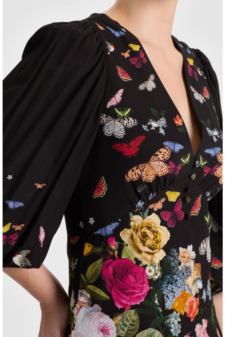 Irene Floral Long Sleeve Minidress, Alternate, color, SOLAR STRENGTH BLACK