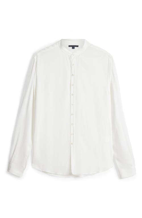 John Varvatos Estill Textured Band Collar Button-up Shirt In White