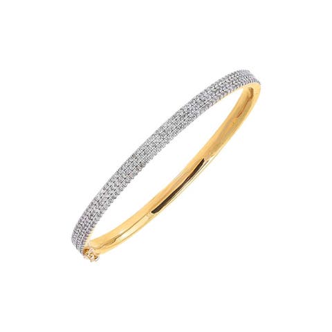 Diamond Triple Row Pave Bangle Bracelet 14K