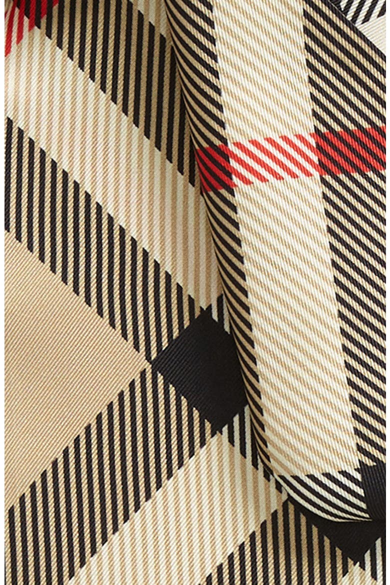 Skinny Check Silk Twill Scarf, Alternate, color, ARCHIVE BEIGE