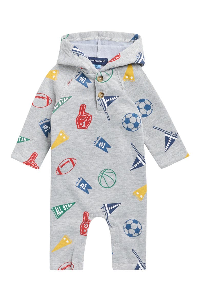 Kids' French Terry Hooded Romper, Main, color, GREY