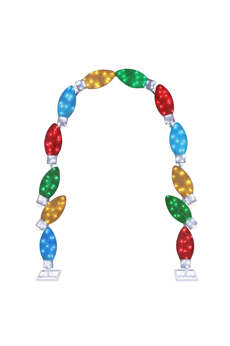 8 ft. Illuminated Tinsel C9 Bulb Arch, Main, color, Multicolor