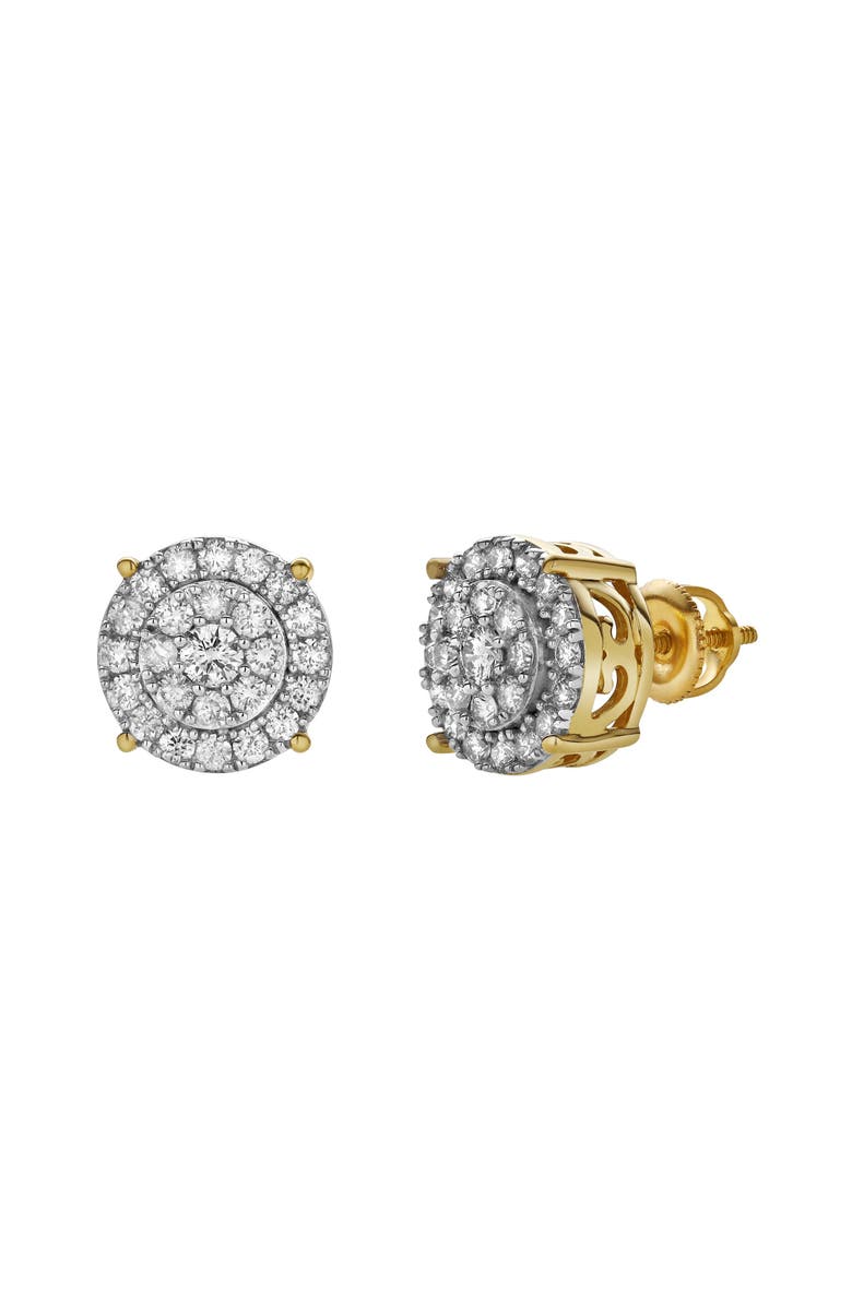 LuvMyJewelry Eirlys 10K Yellow Gold Cluster Diamond Unisex Earrings - 0.77 Cts, Main, color, 10K Yellow Gold
