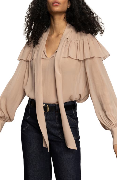 Sanctuary Fade Into You Ruffle Georgette Top In Brown