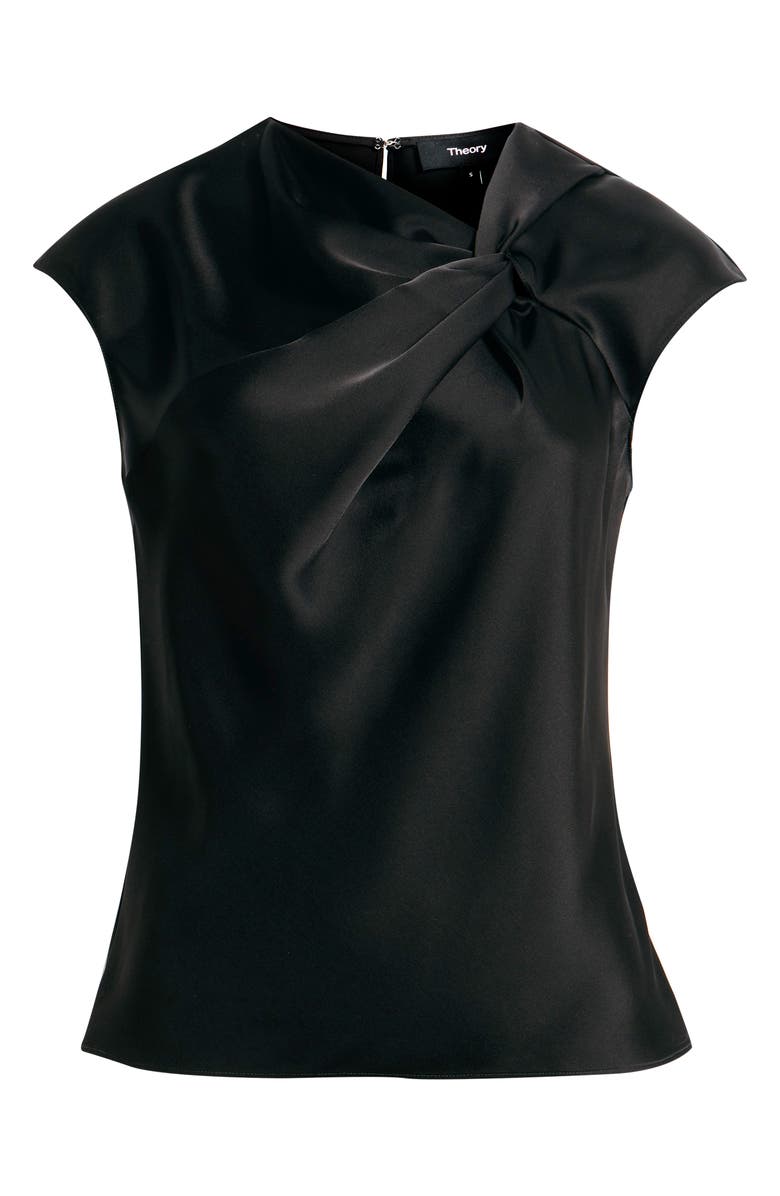 Theory Satin Twist Neck Top, Alternate, color, Black - 001