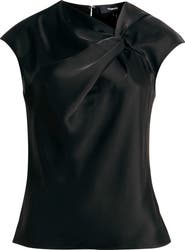 Theory Satin Twist Neck Top