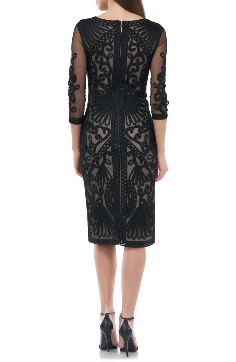 JS Collections Sheer Sleeve Soutache Cocktail Dress, Alternate, color, 