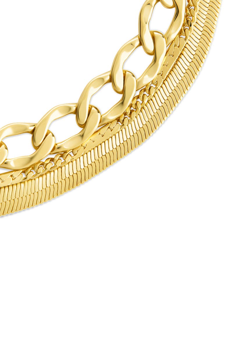 Sterling Forever Jacinta Three Row Chain Bracelet, Alternate, color, Gold